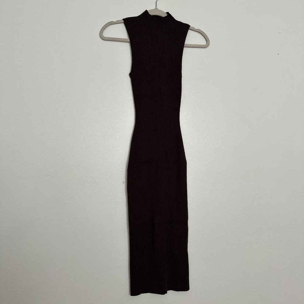 Aritzia Babaton brown knit midi dress XS